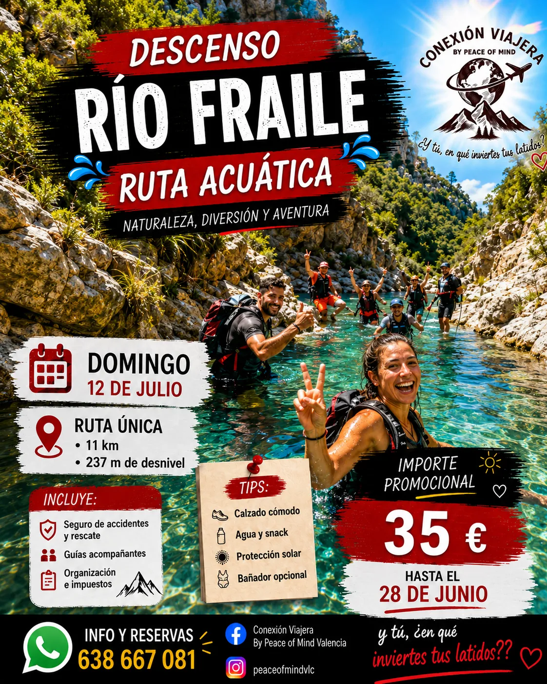 RESERVA DESCENSO RÍO FRAILE JULIO 2026