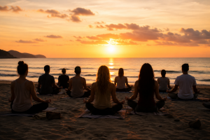 MEDITACIÓN AL ATARDECER EN LA PLAYA