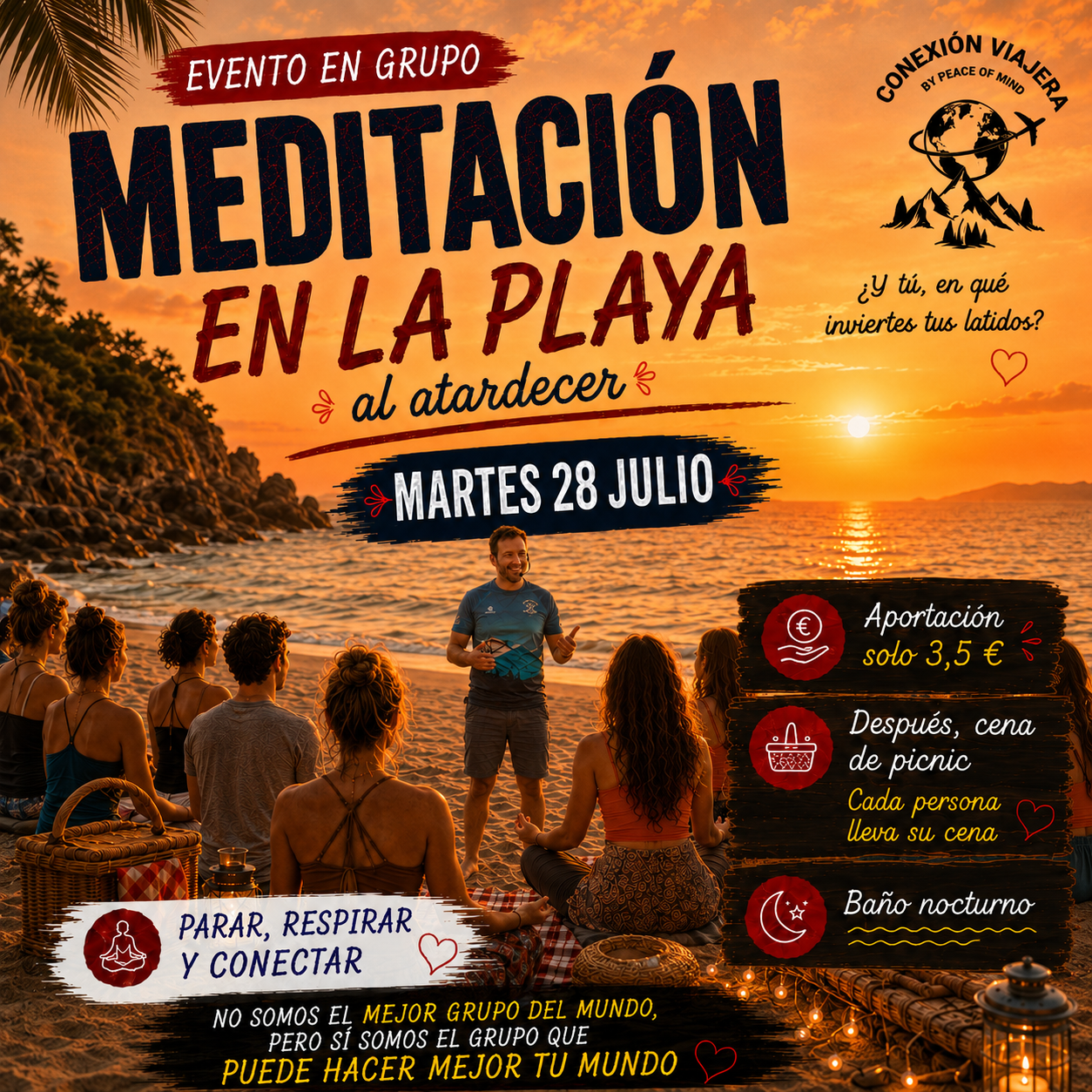 MEDITACIÓN EN LA PLAYA AL ATARDECER