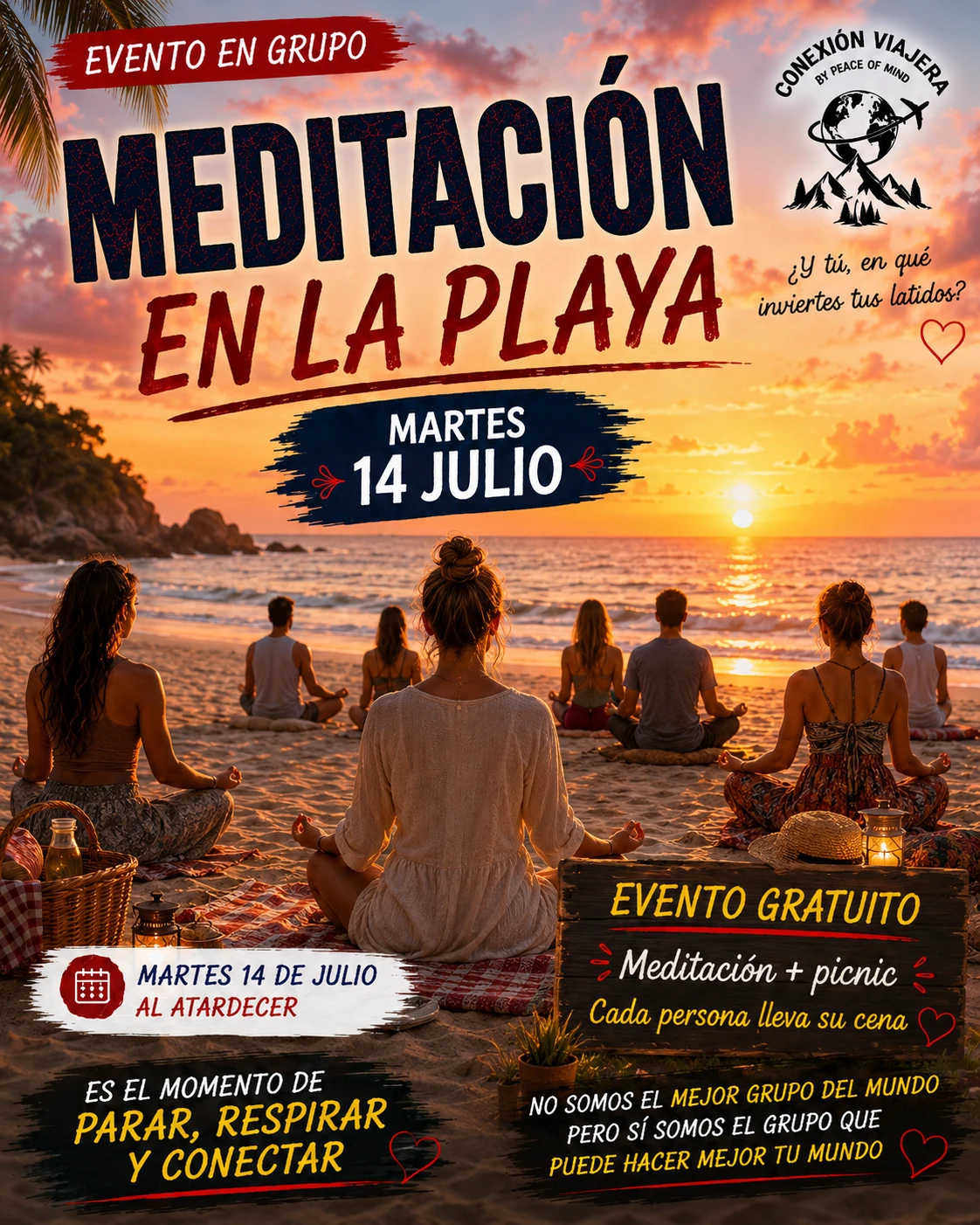 MEDITACIÓN EN LA PLAYA AL ATARDECER