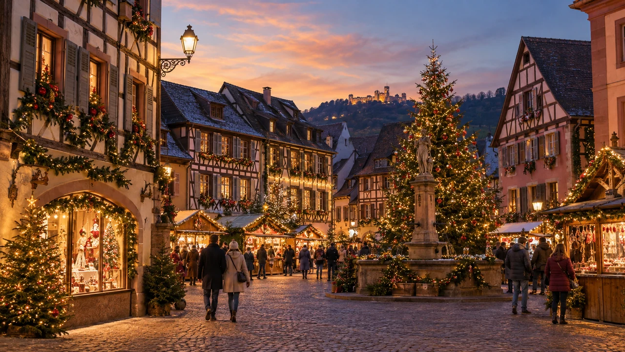 Alsacia en Navidad con pueblos y mercados navideños