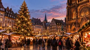 Estrasburgo en Navidad con mercado y luces navideñas