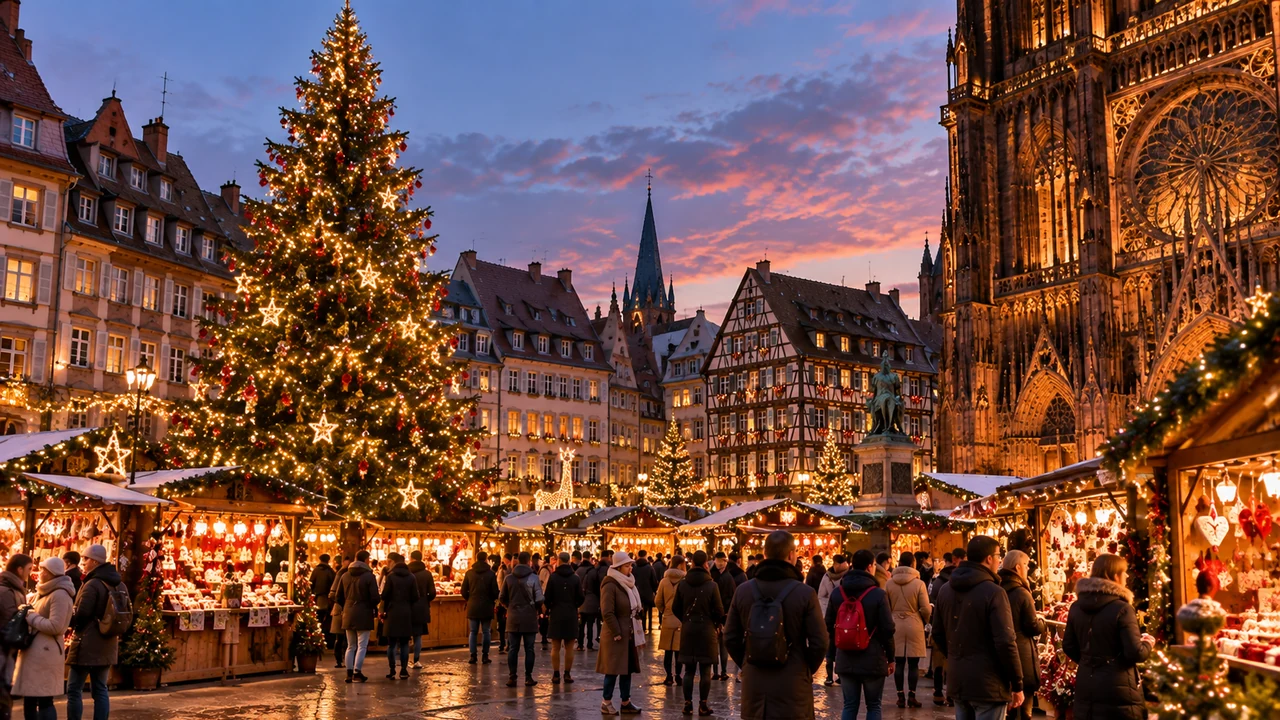 Estrasburgo en Navidad con mercado y luces navideñas